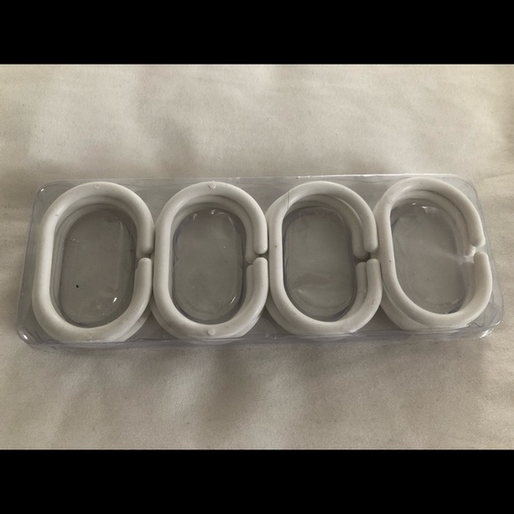 NEW Shower curtain rings oval hooks plastic white brand new in package, modern - Picture 3 of 5